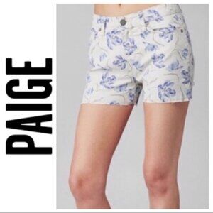 Paige Womens Floral Denim Cutoff Raw Hem Shorts Size 25